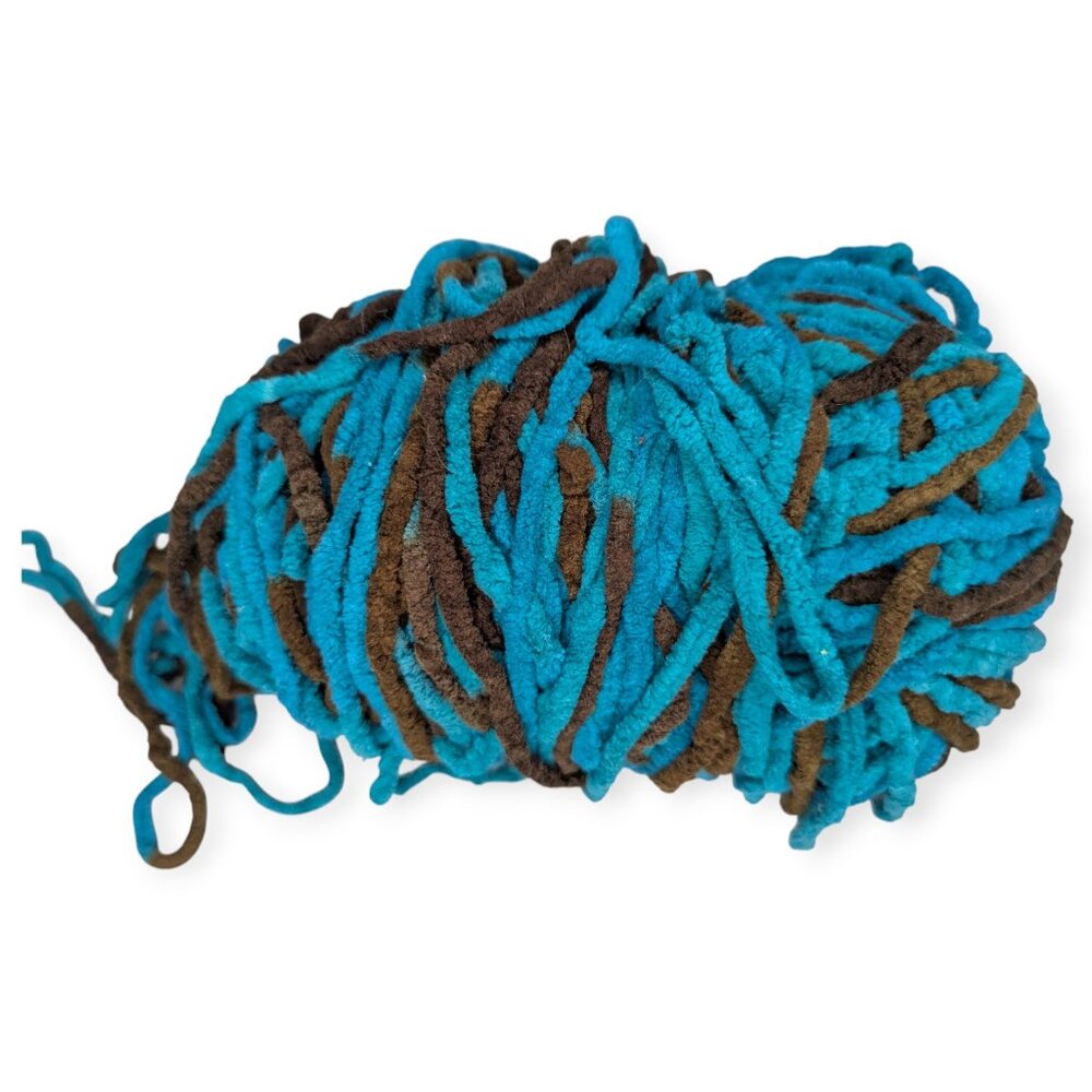 Bernat Blanket Yarn 100% Polyester Teal & Brown Mallard Woods - Picture 2 of 3